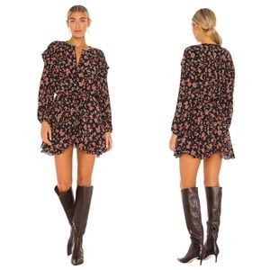Free People Flower Field Mini Dress Sz L Dark Green  Floral GUC # OB1231677